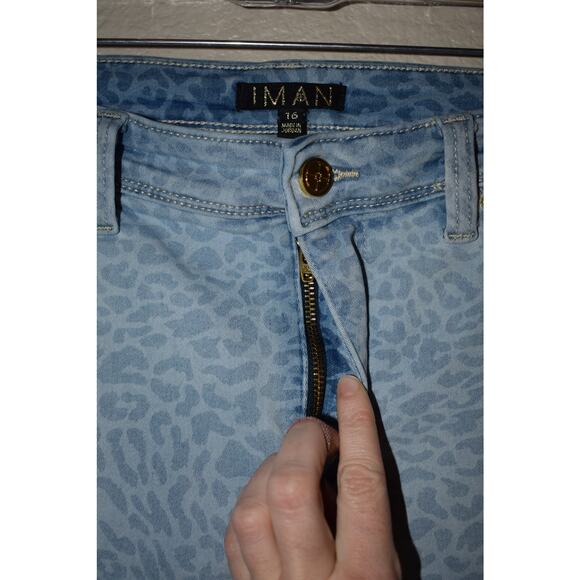 IMAN Global Chic 360 Blue Leopard Secret Sculpt Skinny Crop - Picture 5 of 6